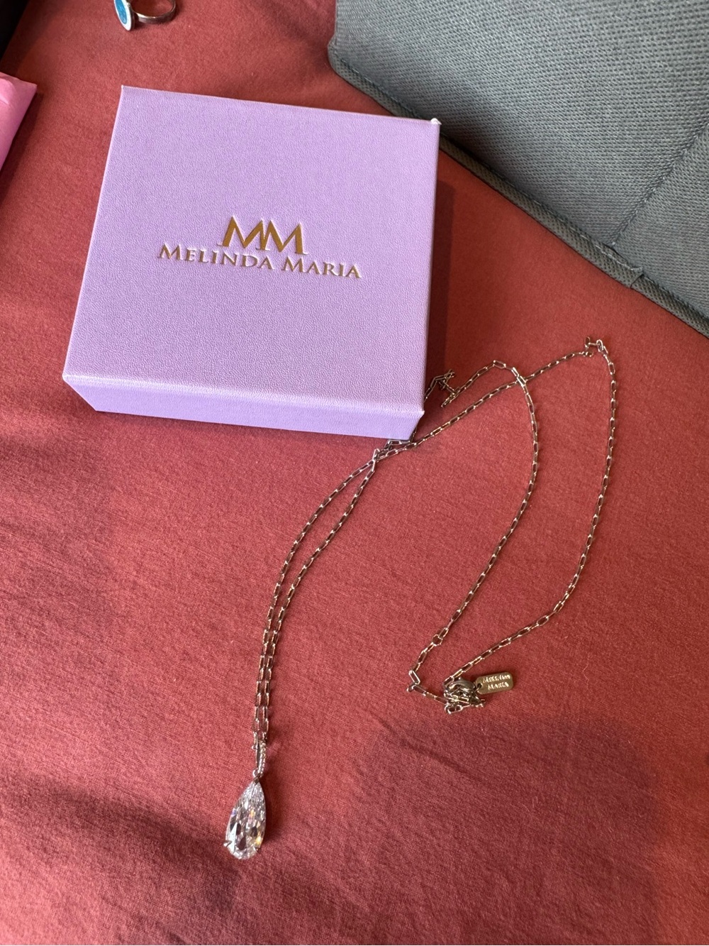 Melinda Maria silver Teardrop Crystal Necklace